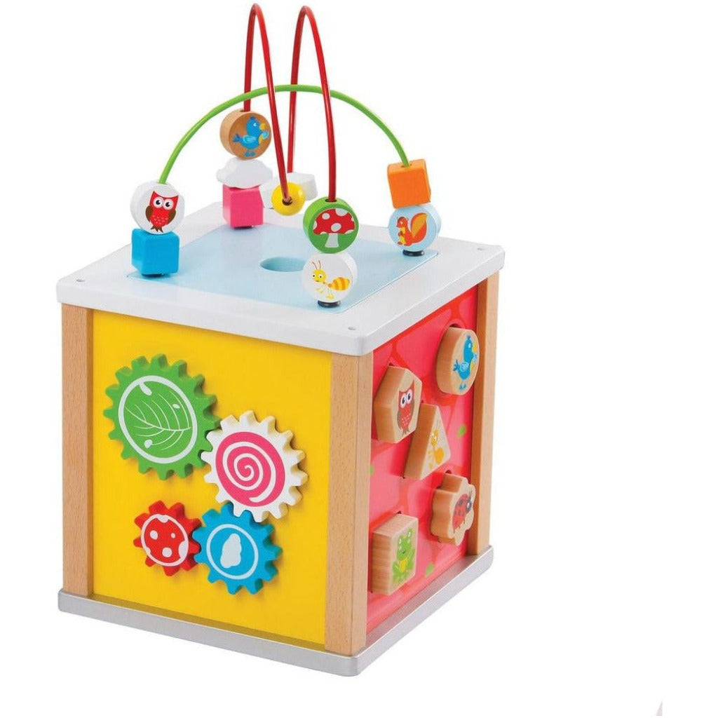 Emmy Jane Boutique Lelin Wooden Nature Activity Cube Beads Wire Maze Creative Educational Game