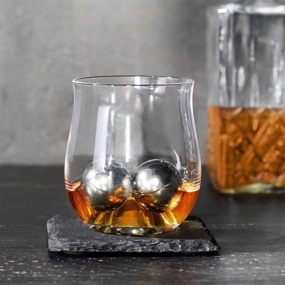 Emmy Jane Boutique Whiskey Glass with Steel Ice Balls - Set of 2 | M&W