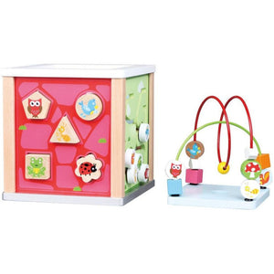 Emmy Jane Boutique Lelin Wooden Nature Activity Cube Beads Wire Maze Creative Educational Game