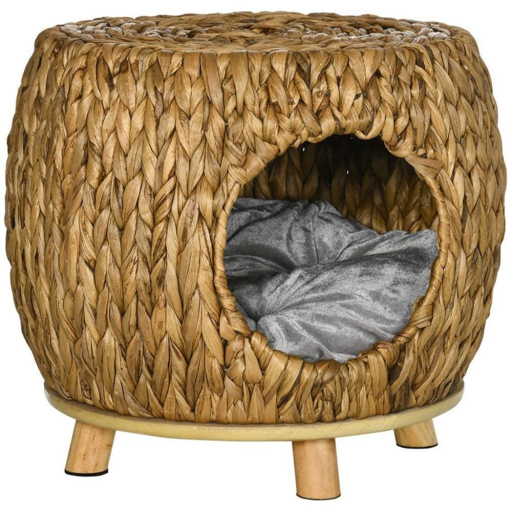 Emmy Jane Boutique - Natural Wicker Cat Basket - Rattan Cat Cave - Wicker Pet Bed with Cushion. Create a haven of comfort for your beloved pets while adding a touch of natural sophistication to your living space.