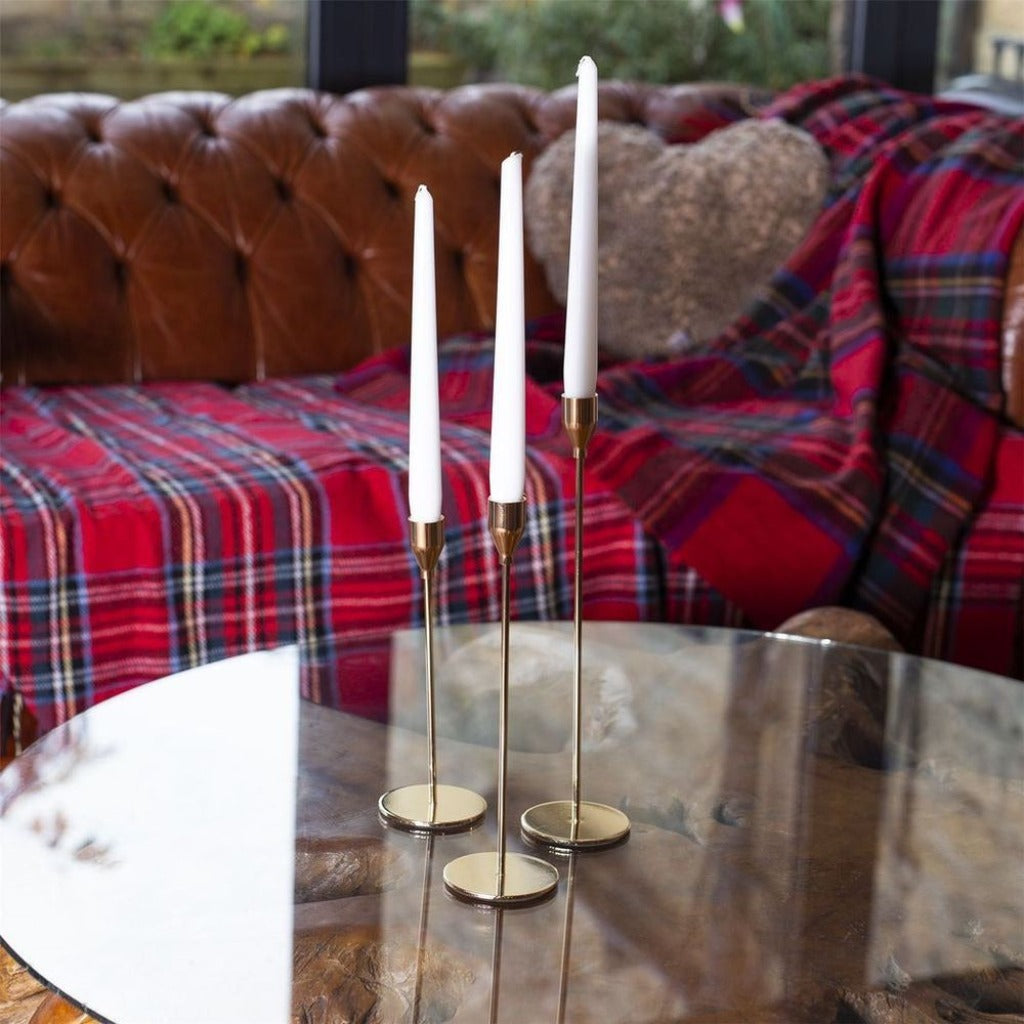 Emmy Jane Boutique Tulip Candlesticks - Set of 3 Gold  - Maison & White. The tall candle holders come as a set of 3, with each of them being a different size. Their simple, yet elegant design will definitely add that extra touch to your dinner table.