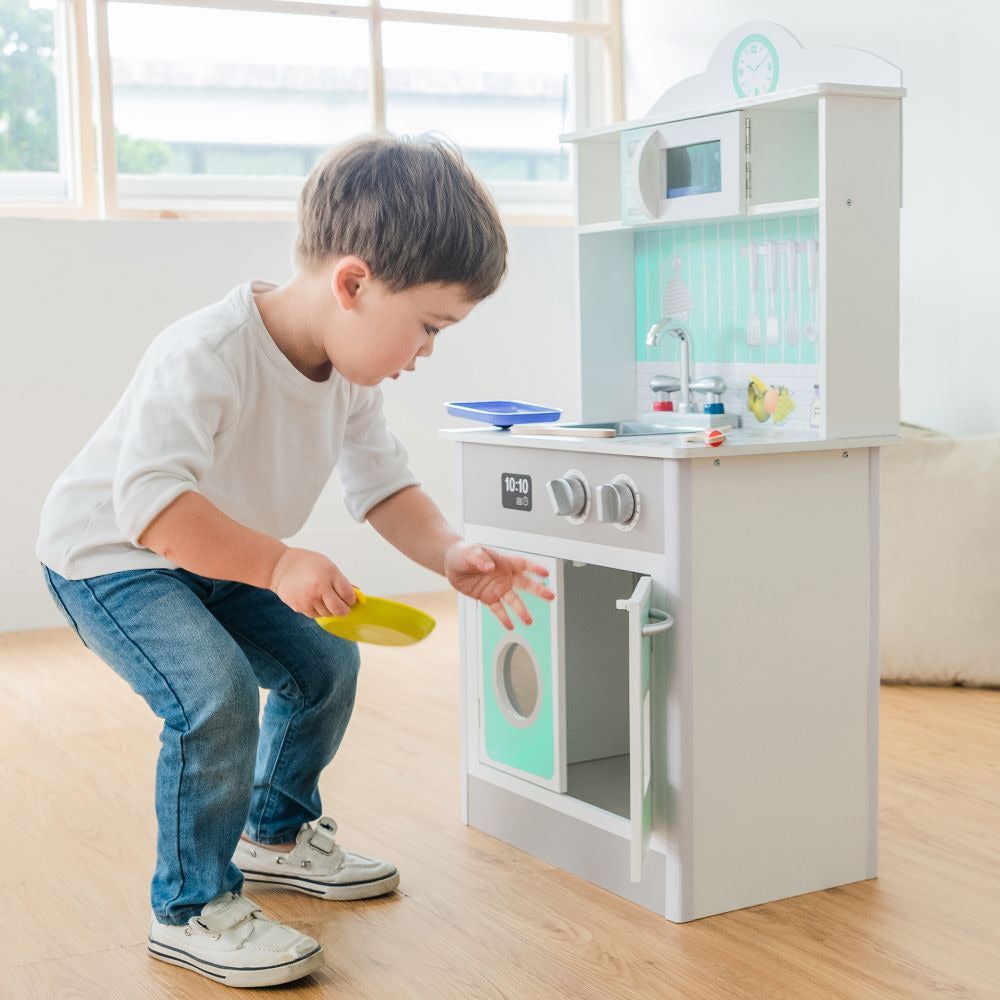 Emmy Jane Boutique Wooden Toy Kitchen - Little Chefs Pretend Play Kitchen in Mint