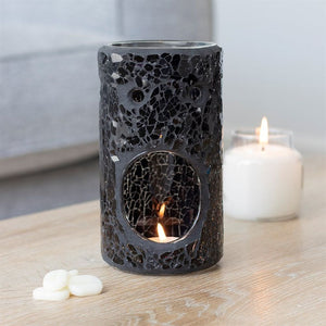 Oil & Wax Burner - Black Crackle Glass - Home Fragrance Oil Diffuser