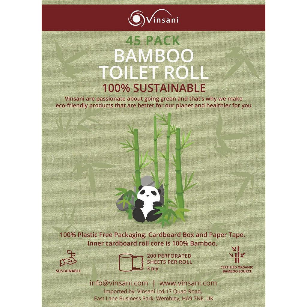 Emmy Jane Boutique VINSANI - Eco-Friendly Bamboo Toilet Roll - 45 Pack - Sustainable Bamboo Toilet Paper