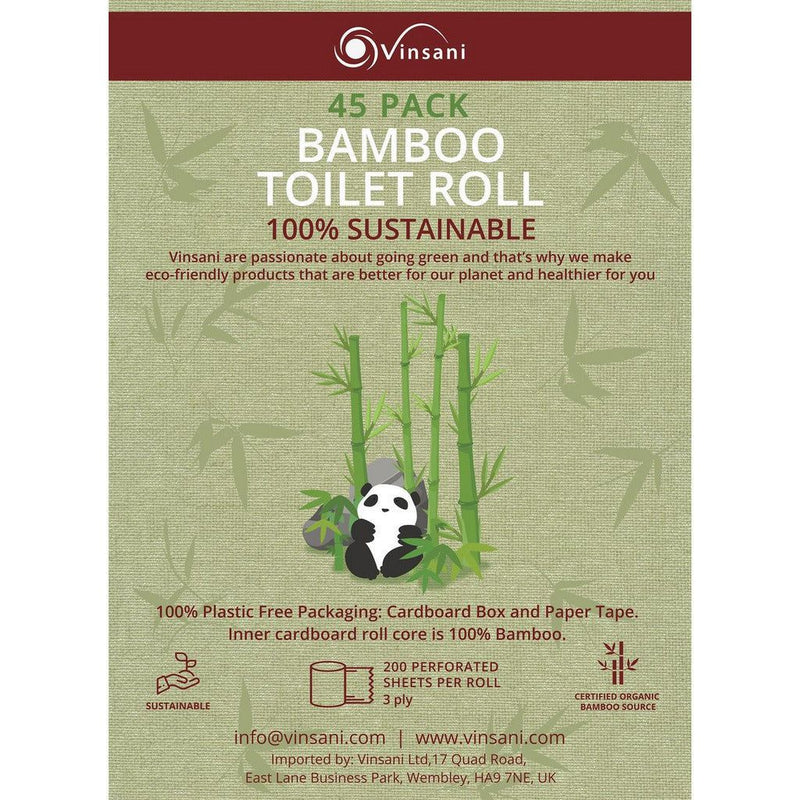 Emmy Jane Boutique VINSANI - Eco-Friendly Bamboo Toilet Roll - 45 Pack - Sustainable Bamboo Toilet Paper