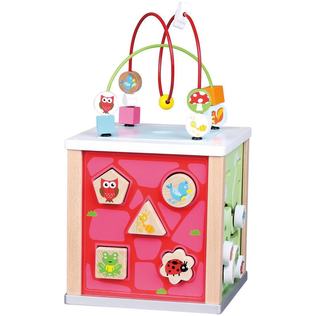 Emmy Jane Boutique Lelin Wooden Nature Activity Cube Beads Wire Maze Creative Educational Game