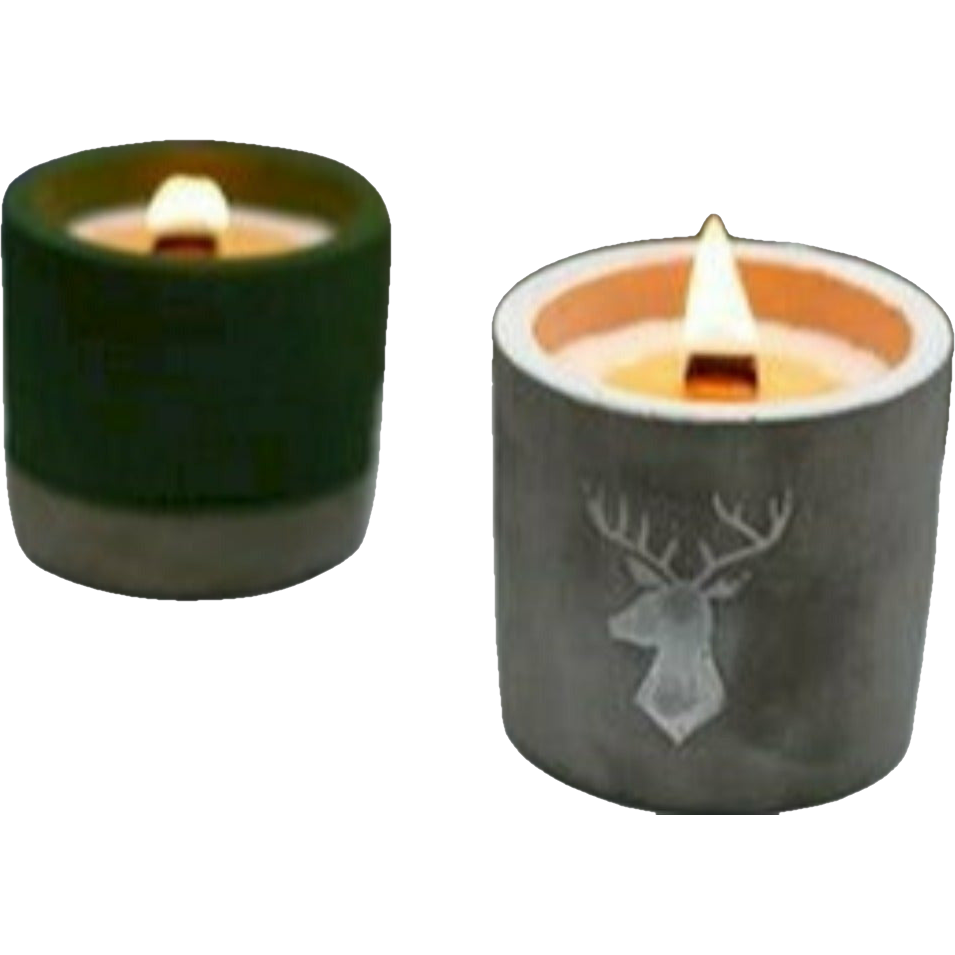 Emmy Jane Boutique Concrete Wooden Wick Soy Wax Candles - Long Burning - 6 Great Scents