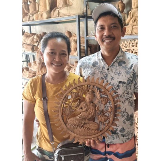 Emmy Jane Boutique Hand Carved Fairly Traded Decorative Wooden Panel - Sustainable Indonesian Suar wood