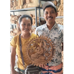 Emmy Jane Boutique Hand Carved Fairly Traded Decorative Wooden Panel - Sustainable Indonesian Suar wood