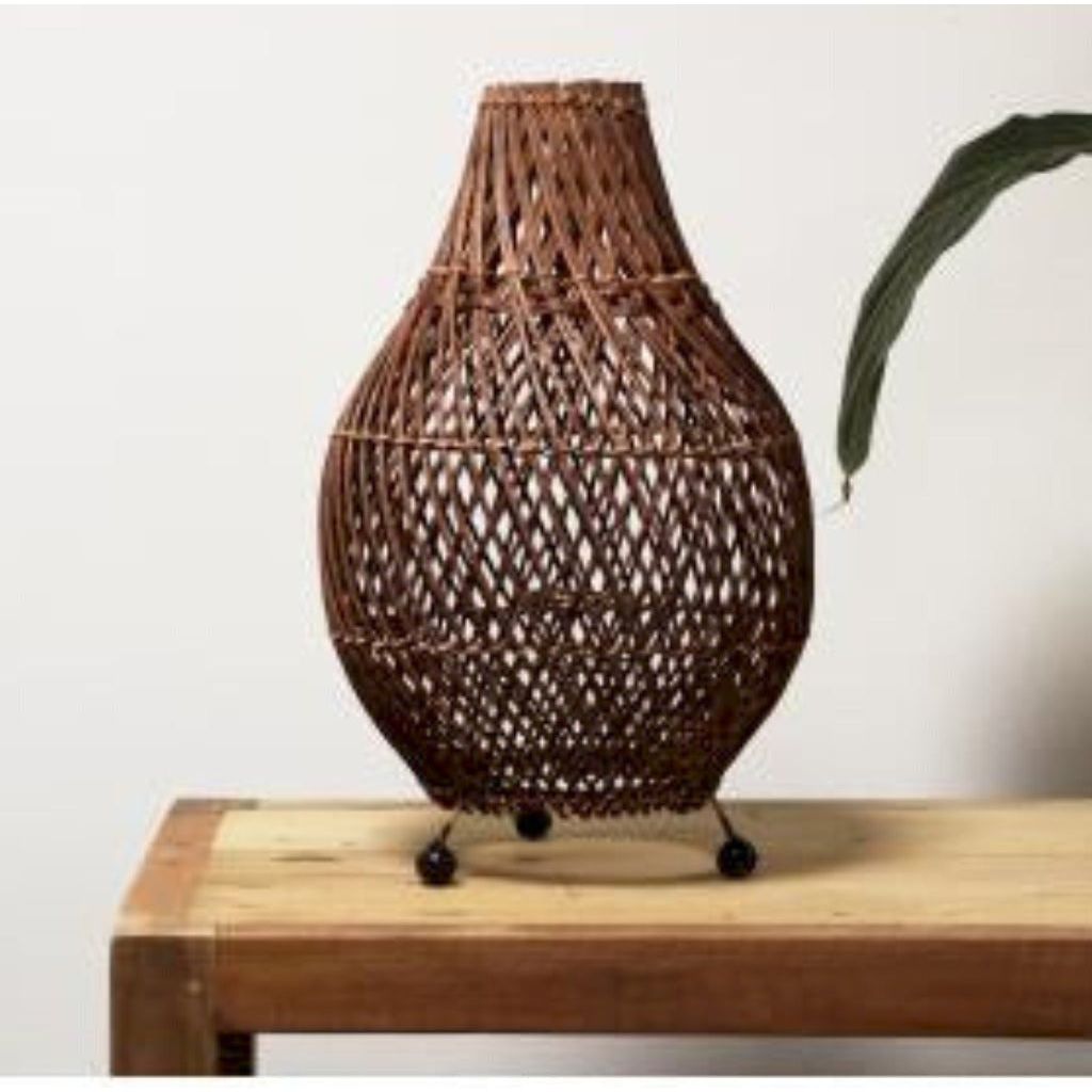 Emmy Jane Boutique Natural Homeware Handmade Rattan Table Lamps - Black Brown or Natural